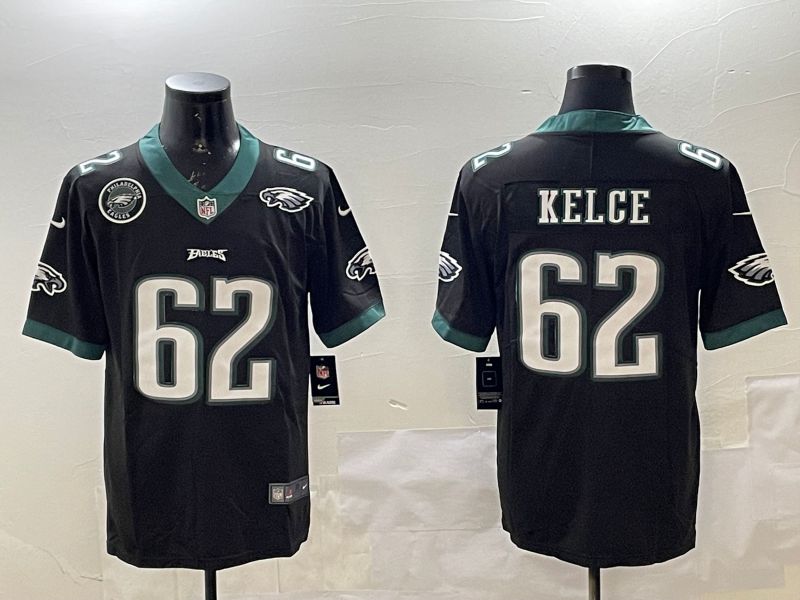 Men Philadelphia Eagles 62 Kelce Black Second generations 2025 Nike Vapor Limited NFL Jersey style 5